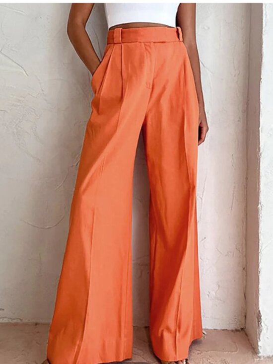 Commense Pants - Commense Relaxed Fit Vitamin C Linen Cotton Wide Leg Pants
